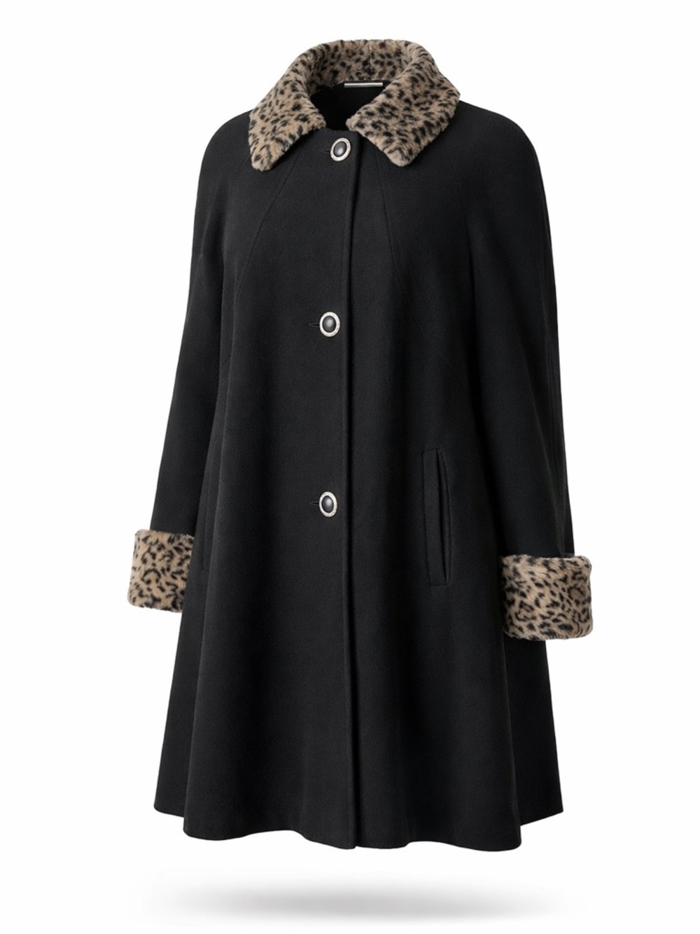 Sack’s Vintage Wool & Cashmere Coat with Leopard Trim